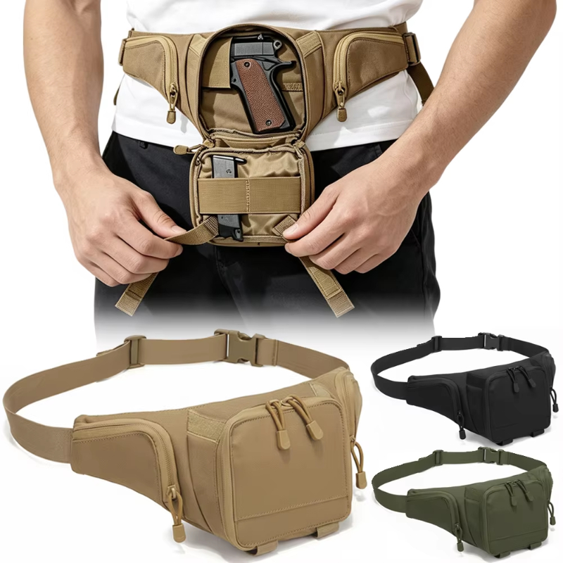 Edc Carry Fanny Pack - 隠し携帯用ウエストポーチ、タクティカルピストル収納バッグ、盗難防止機能付き隠しホルスターバッグ、狩猟用EDCツールポーチ。